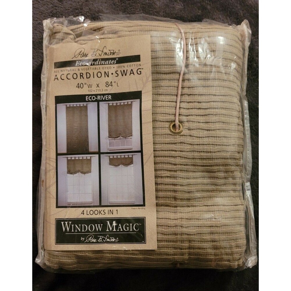 Park B Smith Window Magic Accordian Swag 40" Eco River Tan 100% Cotton NEW
